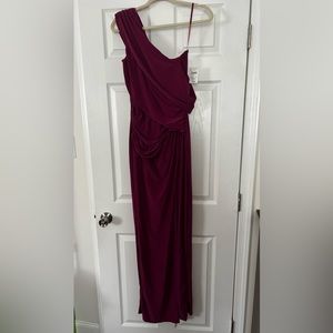 Magenta Off Shoulder High Slit Dress